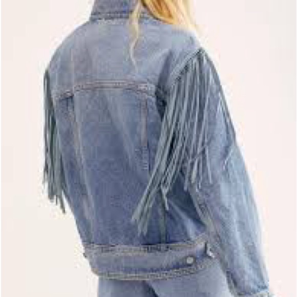 Free People Denim Fringe Jacket, XS - Picture 3 of 9